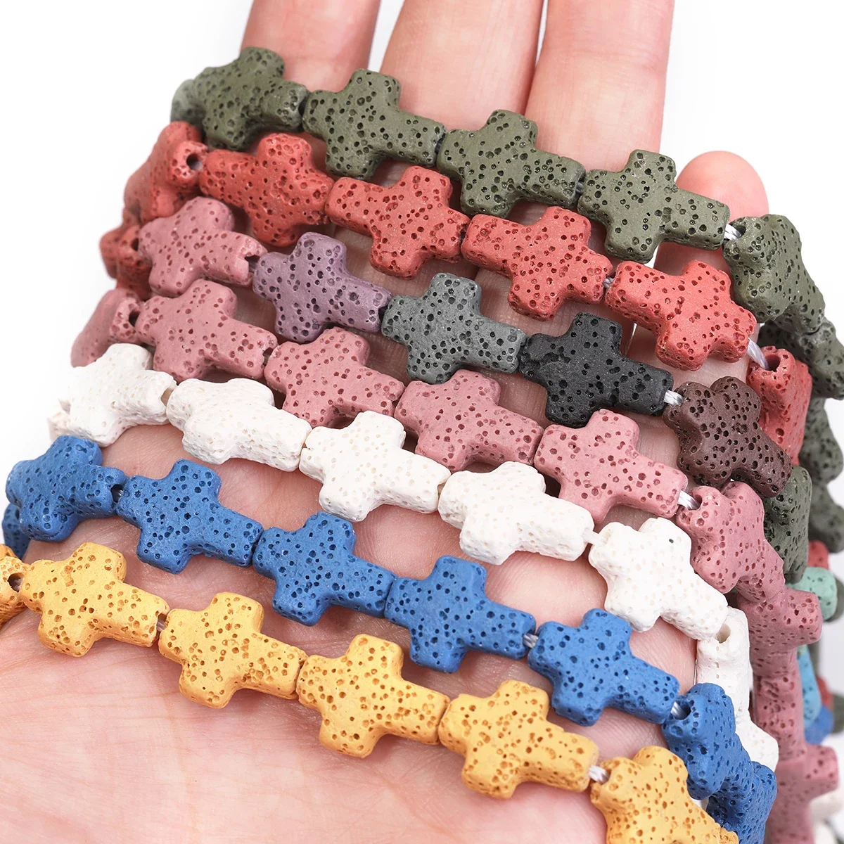 13x18mm Kreuz Lava bunter Stein handgemachte DIY Schmuck Armbänder Halsketten Handarbeiten Anhänger