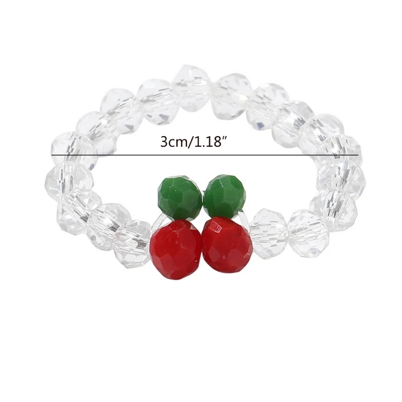 Elastic Red Cherry Rings Stretchable Cherry Beaded Rings Comfortable Wear Party Acrylic Finger Rings Women