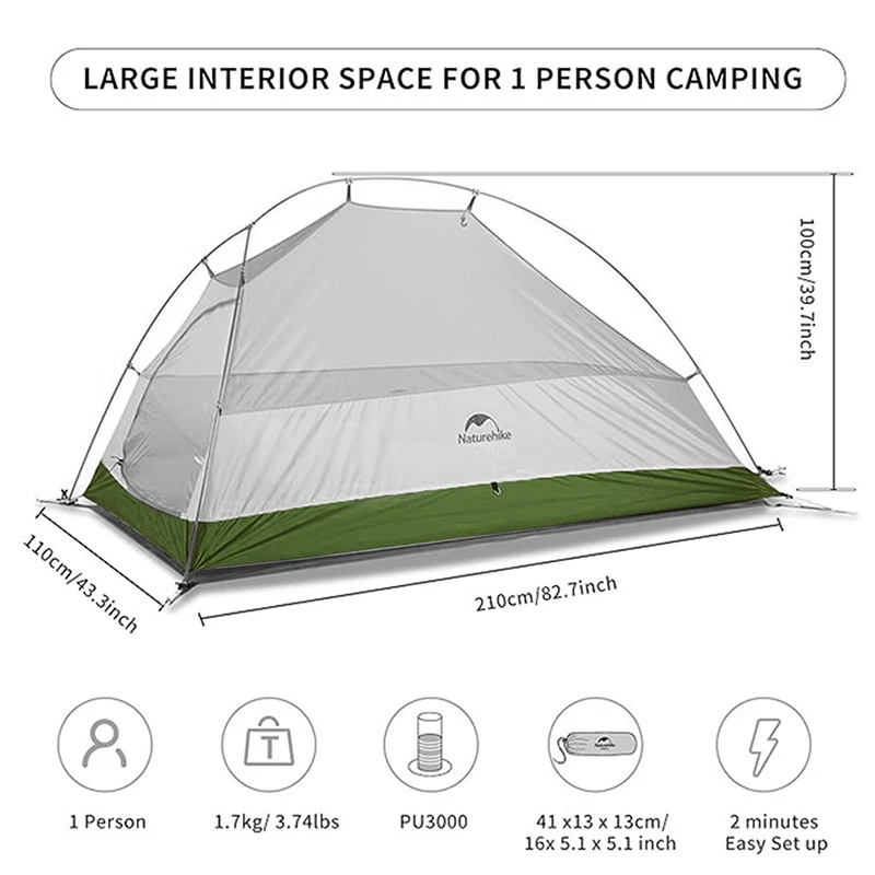 Imagem -02 - Naturehike-nuvem up Série Ultraleve Outdoor Camping Tent 20d Nylon Tent Mochila Impermeável Pessoa Pessoa Pessoa