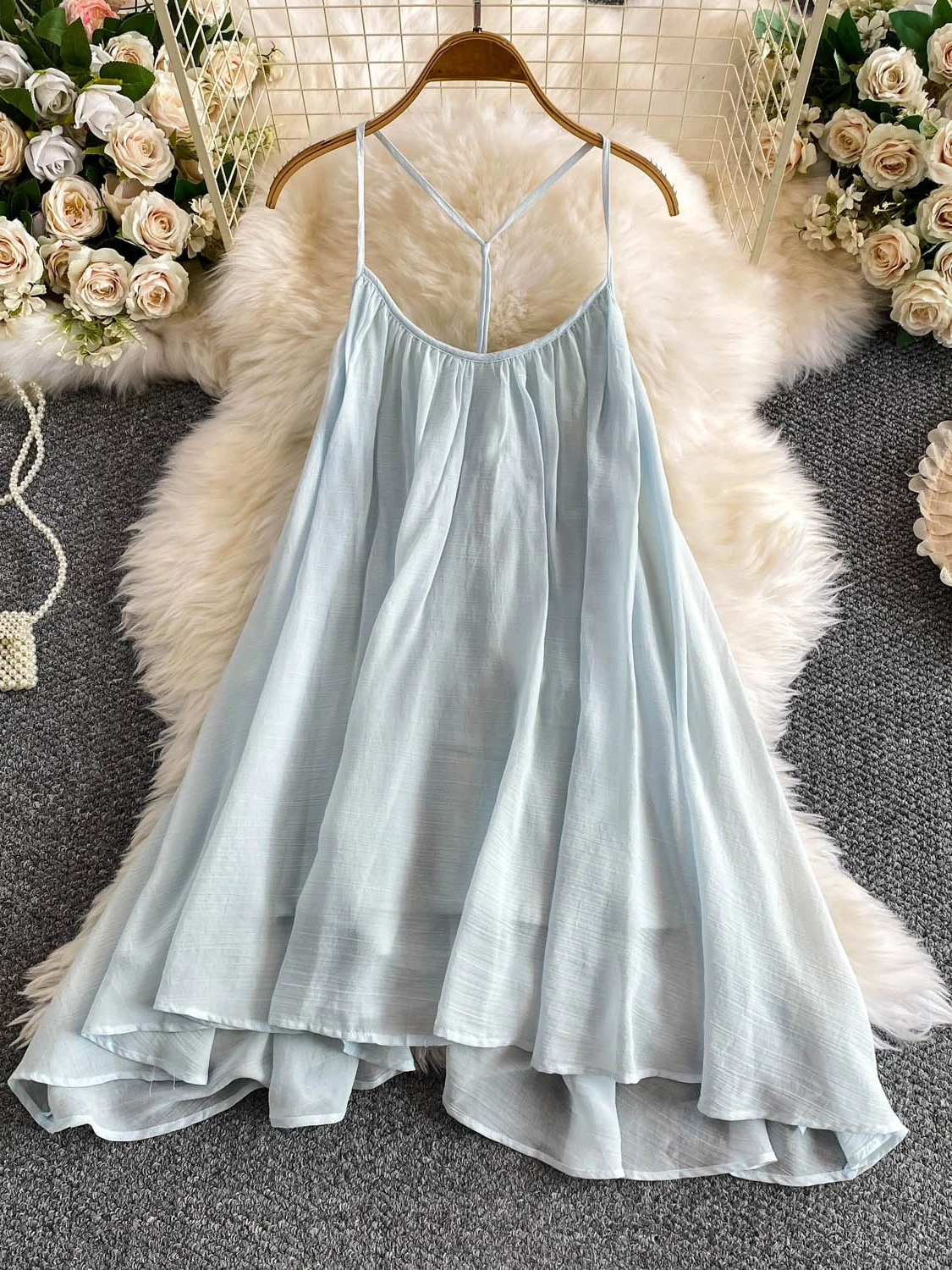 Sexy Backless Strapless Summer Dress Women's Skin-friendly Breathable Loose Chiffon Midi Skirt Holiday Style Hollow out