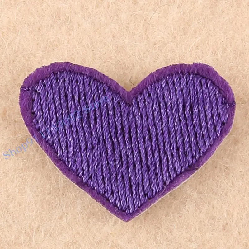 H9ED 20pcs lindo mini corazón coser/hierro en apliques parches bordado artes ropa bricolaje