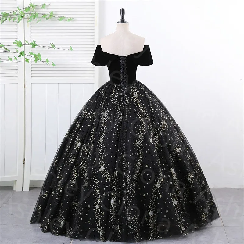 Ashley Gloria Vestidos Birthday Party Dress Shinny Sequin Quinceanera Dresses Off The Shoulder Ball Gown Robe De Bal Plus Size