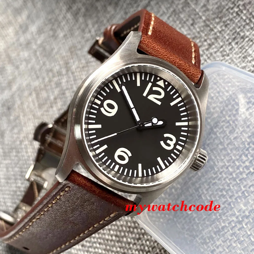 Tandorio 36mm Pilot NH35 PT5000 Brushed Automatic Dive Men Lady Watch 200m Waterproof Leather Strap Sapphire Glass Relogio