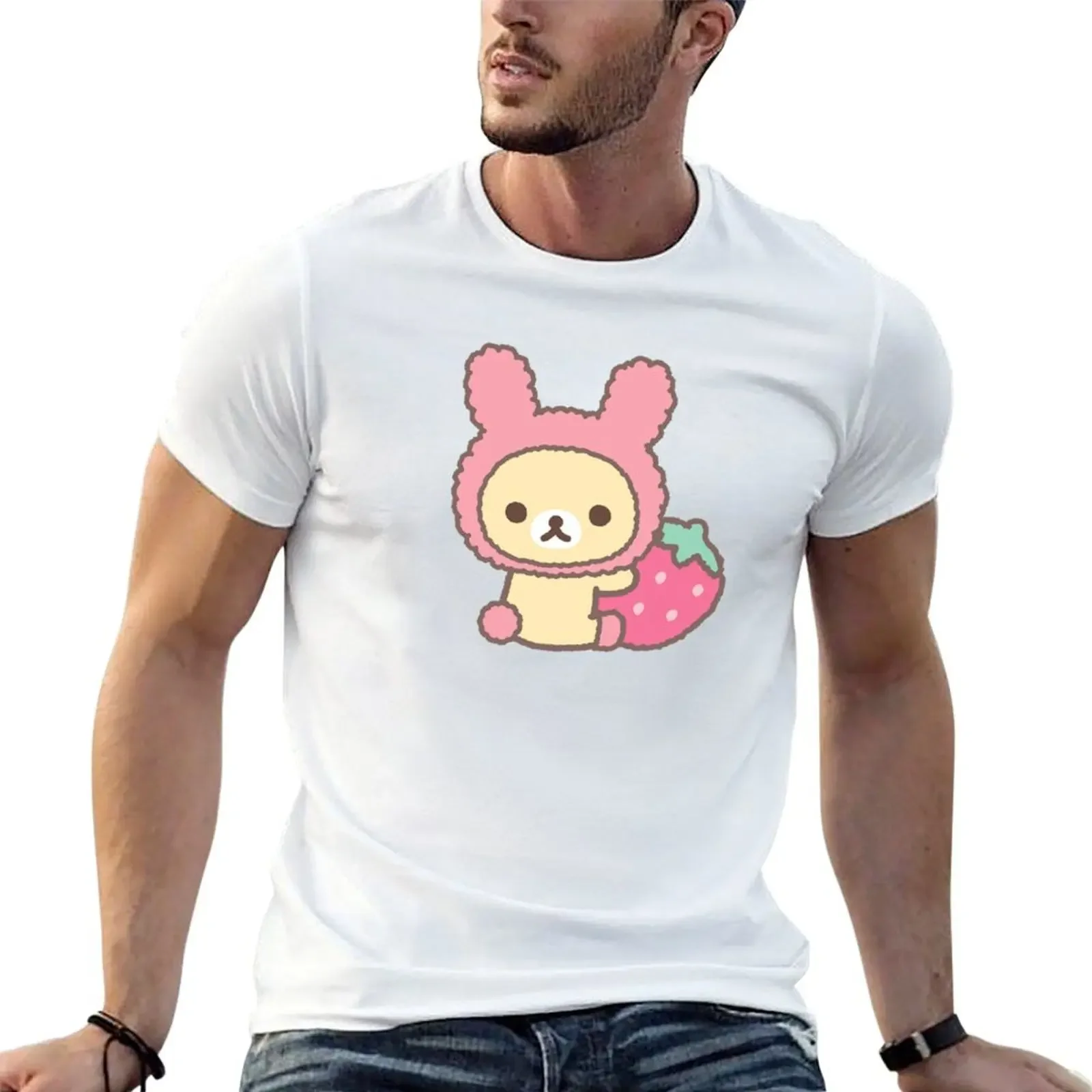 Rilakkuma - Korilakkuma strawberry T-Shirt boys whites football t shirt anime quick drying T-shirts for men cotton