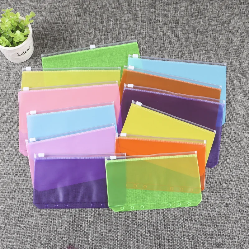 A5/A6 6-Hole Binder Pocket Binder Zipper Folder Waterproof Pvc Notebook Storage Bag File Archiving Bag Planning Binding Bag