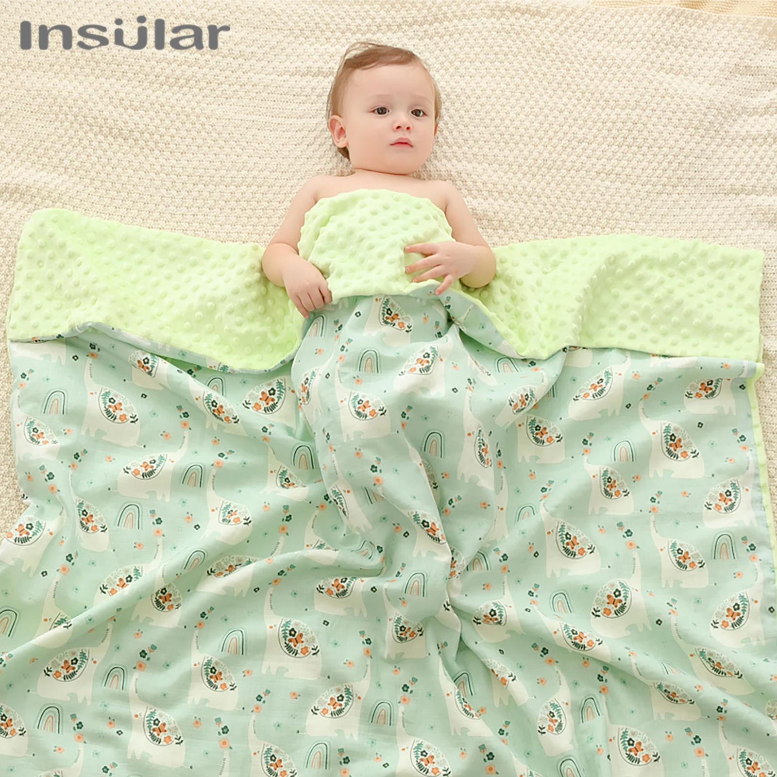 Muslin Flannel Baby Blanket Newborn Baby Swaddle Wrap Soft Baby Bedding Crib Receiving Blanket Manta Bebes Minky Blanket 2 Sizes