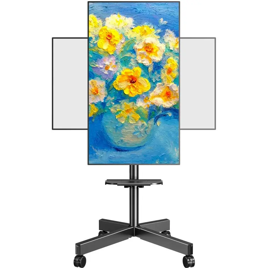 

Rolling Mobile TV Cart for 2360 Inch TVs, Rotating Floor TV Stand Compatible with The Frame TVs 90 Landscape to Portrait, Height