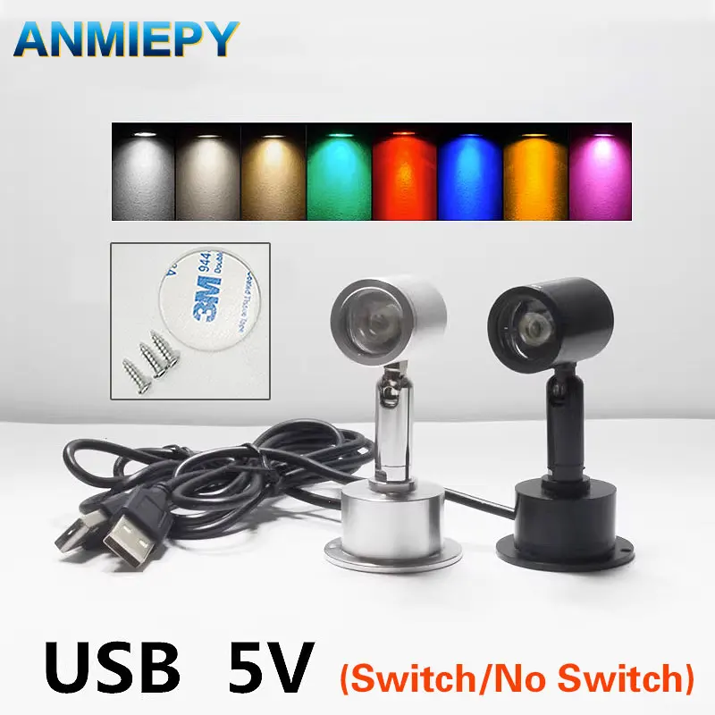 

Spotlight USB DC5V Led 3W Jewelry Cabinet Showcase Mini Spot Bench Lamp Ceiling Light Switch USB Interface