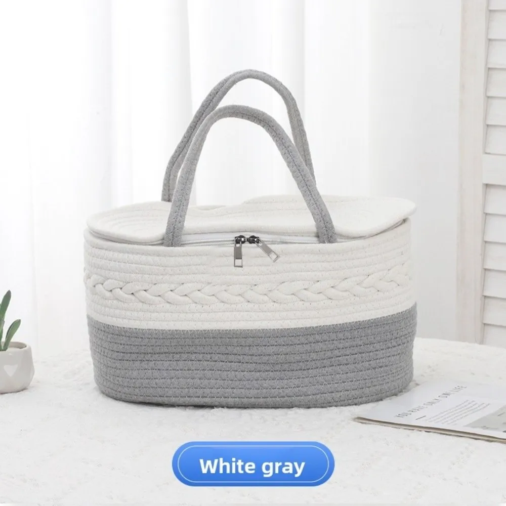 Cotton Thread Rope Mummy Handbag Large Capacity for Diaper/Toy Storage Diaper Storage Basket Tote Bag Shopping Baby Diaper Bag