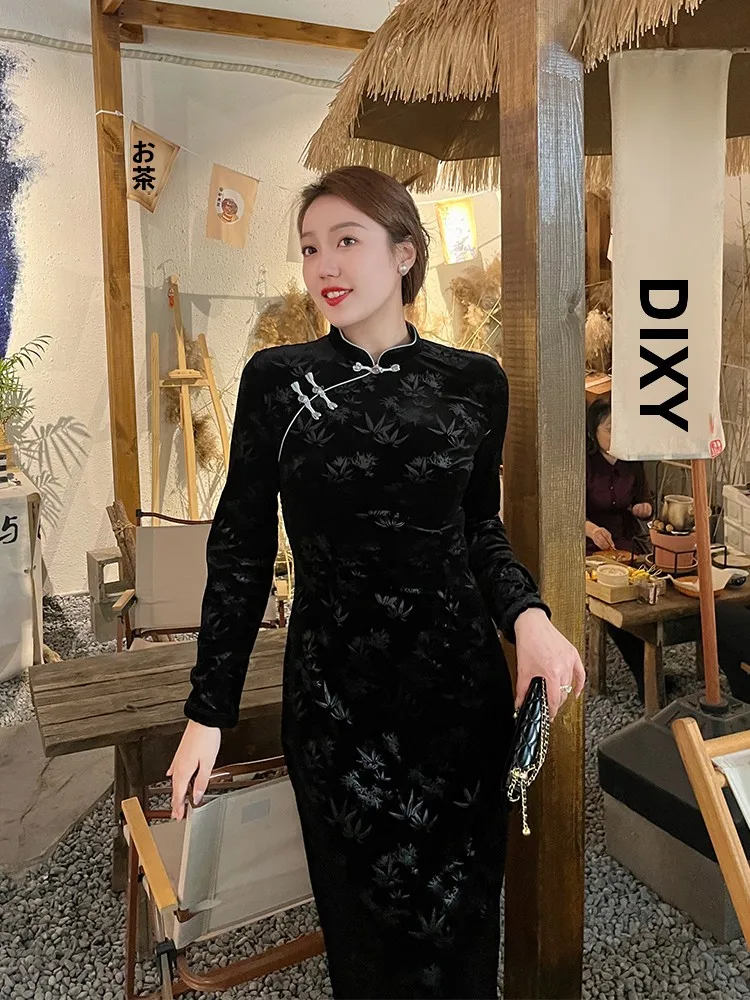 

Ele plus Size Velvet Dr Ретро Commute Sle Высокая талия Длинная застежка-молния с абстрактным рисунком Bodycon Dr