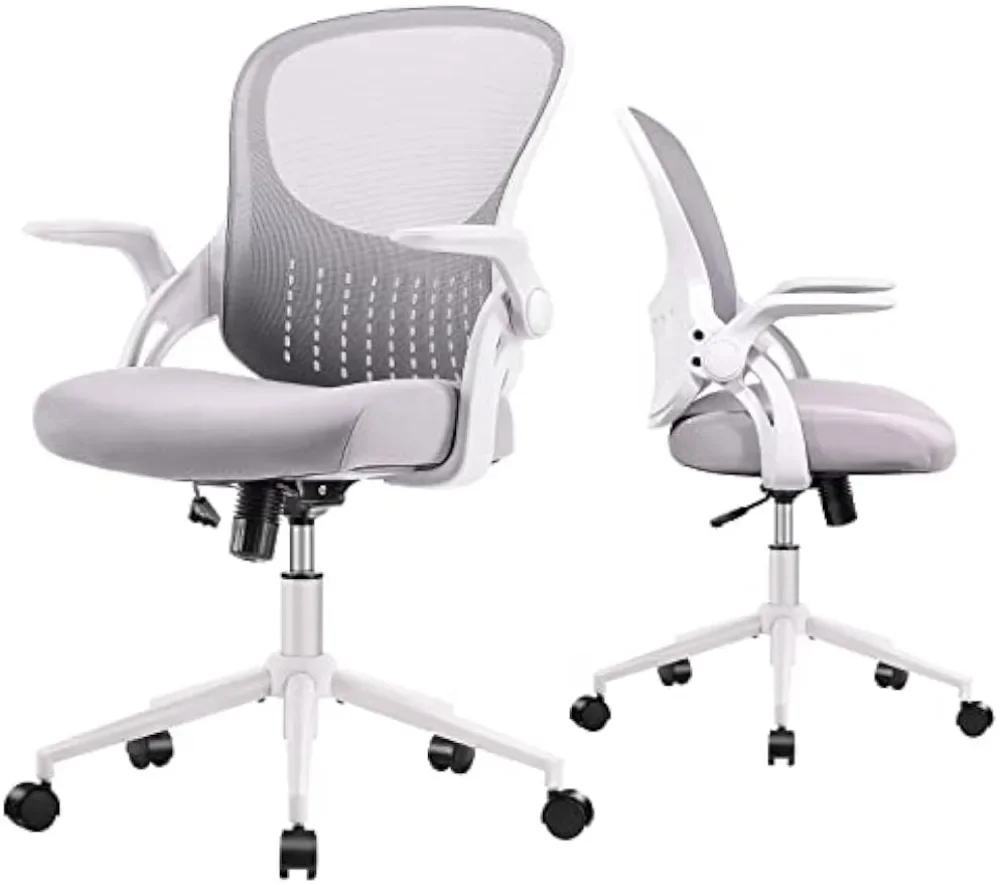 Home Office Chair, Mid Back Mesh Computer Chair, Desk Chair, Height Adjustable Rolling Swivel Task Chair with Flip-up