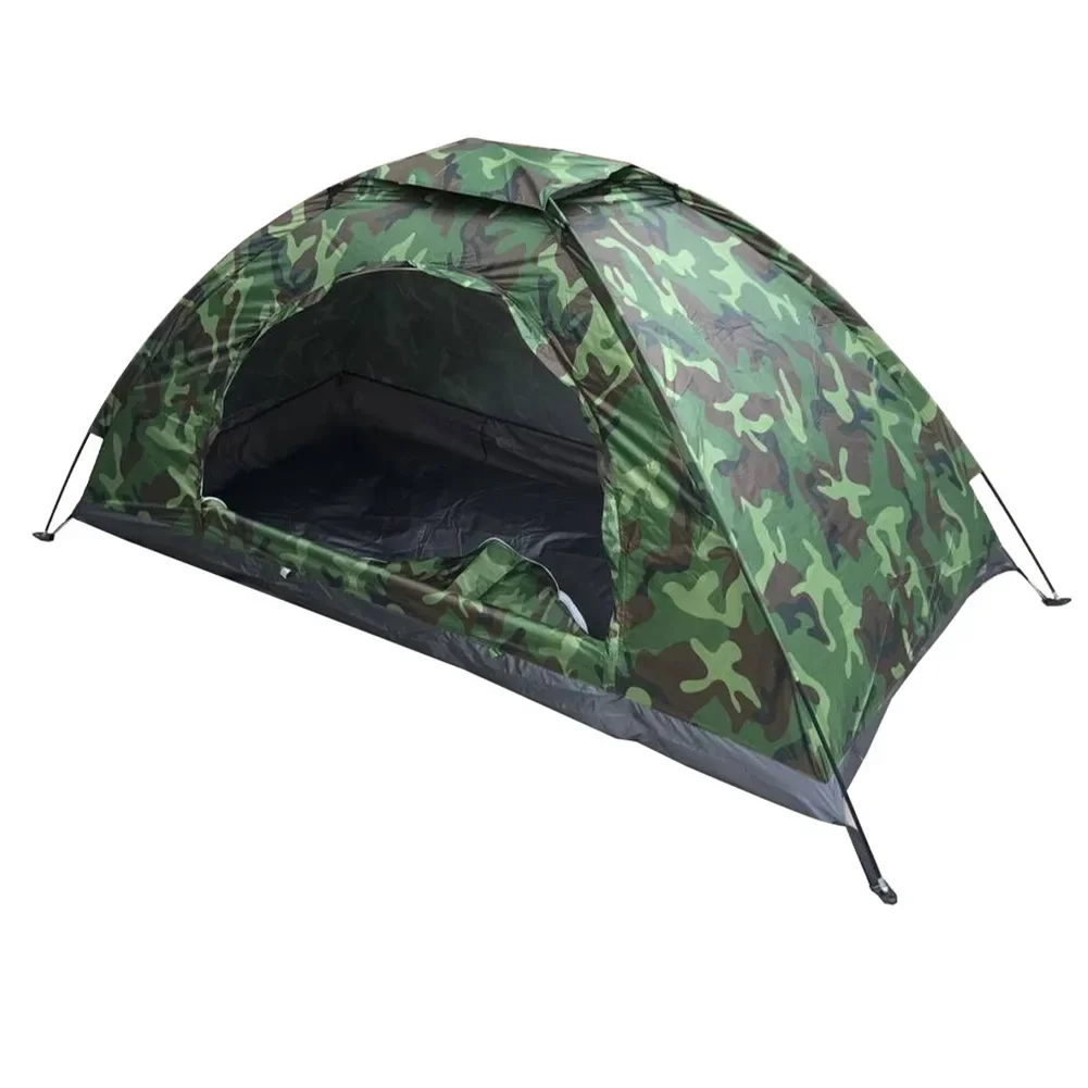 Camping Essentials Camouflage Tent 1/ 2 Person Type 4*Stake Light Rain Protection Water-resistant 1 Set Tent Pole