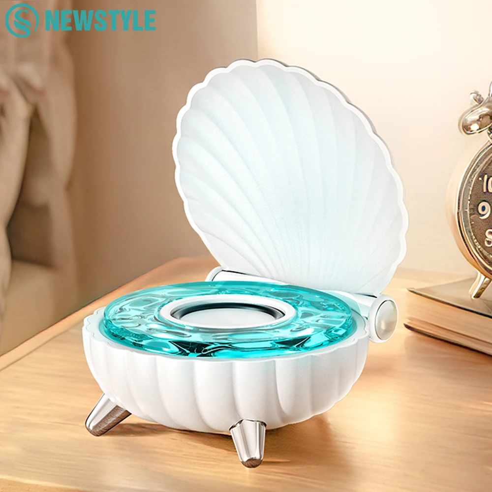 Shell Bluetooth Night Light With Speaker Retro Music Player Wireless Surround Colorful Ambient Light For Christmas Gifts