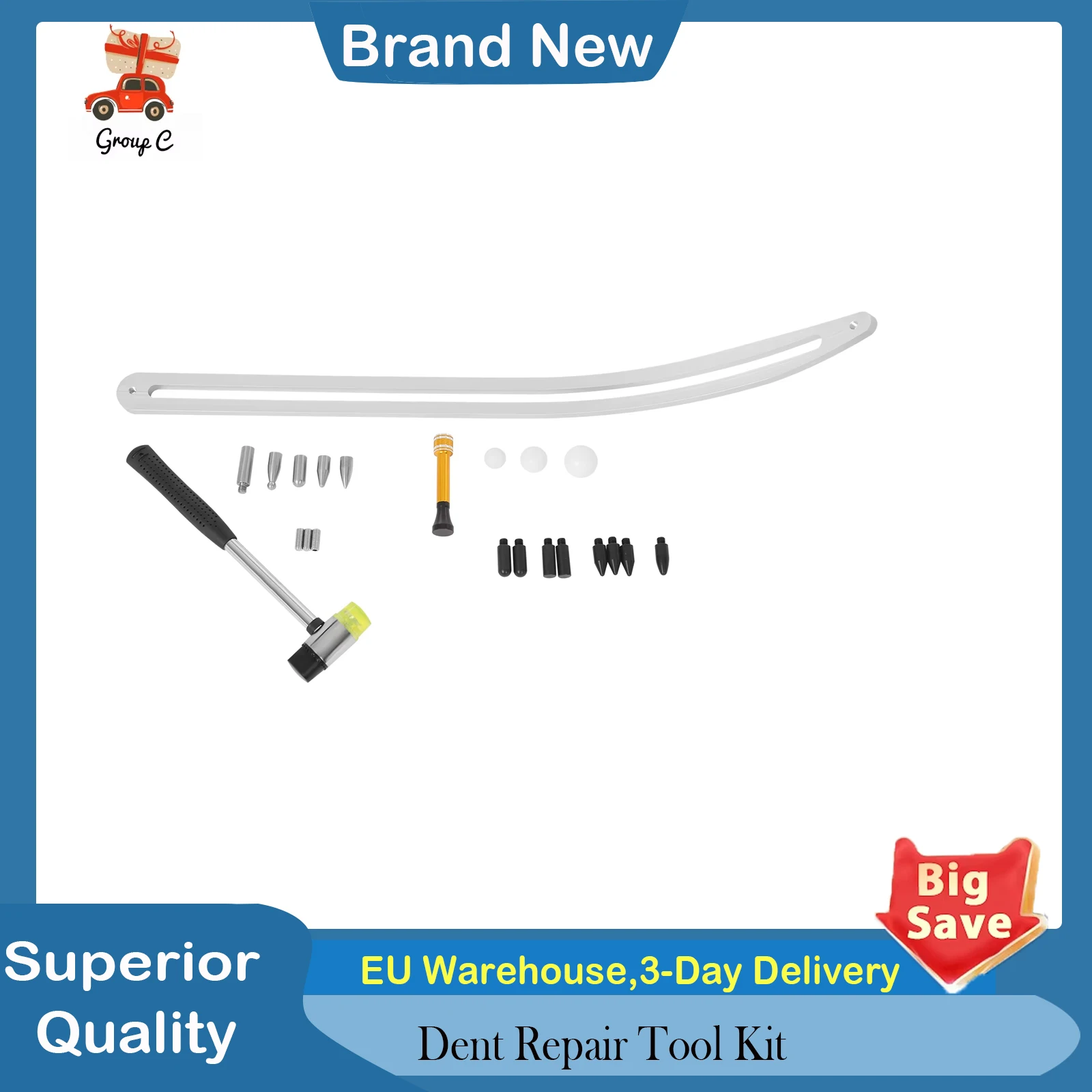 

Dent Repair Tool Kit, Paintless Dent Removal PDR Tools for Car Body, Automotive Dent Puller and Repair Set