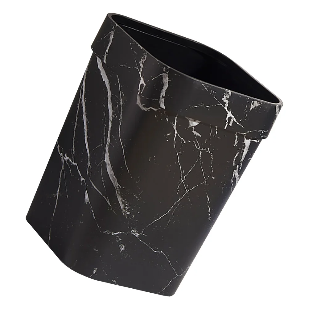 

Marble Trash Can Round Plastic Garbage Bin With Thickened Non-Slip Base For Bathroom Kitchen Living Room Marble Pattern