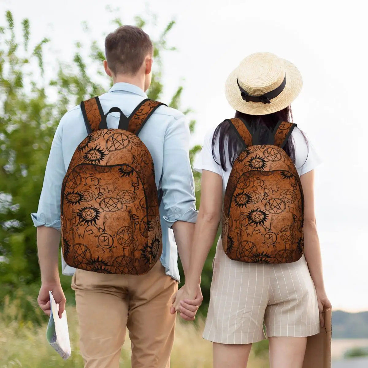 Mochila Supernatural naranja para adolescentes, bolsas de lona para estudiantes al aire libre, senderismo, viaje, mochila para hombres y mujeres, Universidad