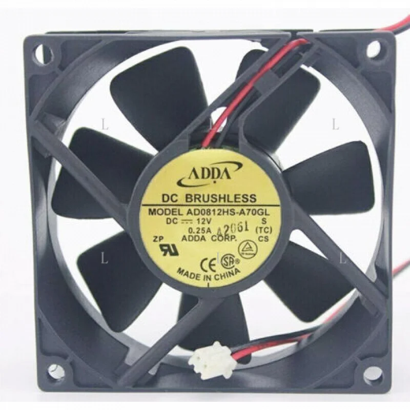 

L для ADDA AD0812HS-A70GL DC12V 0,25A Охлаждающий вентилятор 8025 8CM 2pin [M158a]