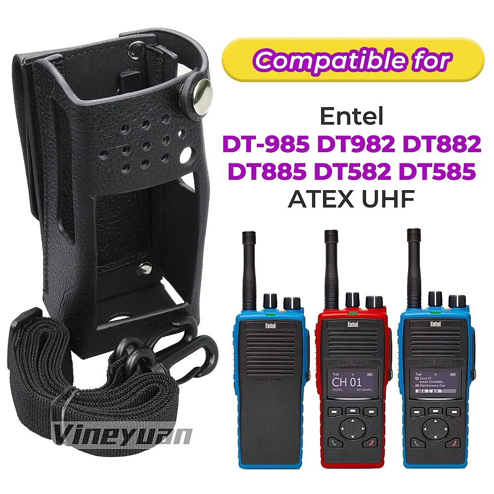 Funda de cuero duro negro para Radios marinos, funda de transporte para Entel DT985, DT982, DT882, DT885, DT582, DT585, ATEX, UHF