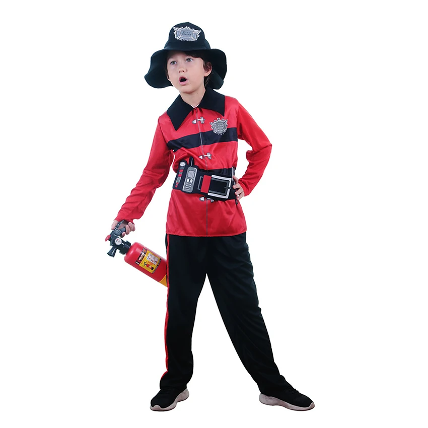 

Sam Fireman Captain Uniform Outfits Fire Firefighter Superhero Cosplay Halloween Costumes Kid Fancy Dress Carnival Clothes 4PCS