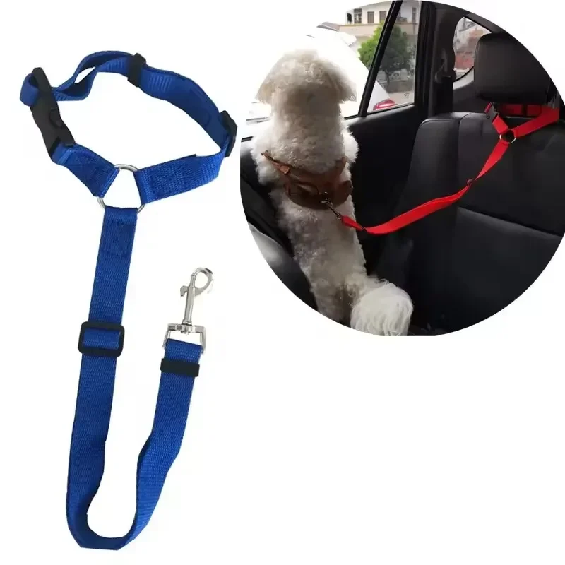 Nylon Safety Belt for Dogs Solid Color Pet Car Seat Belt Two-in-one Leash Adjustable Dog Harness Collar Products Pet Accessories