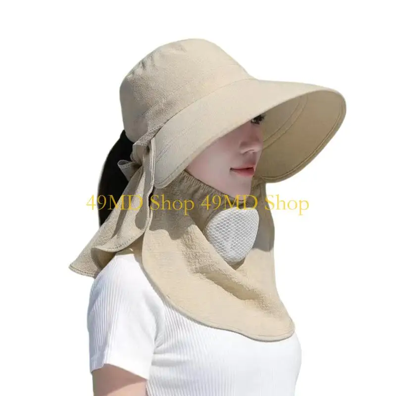 49MD Multiple Color Adult Ponytail Hat Sunproof Face Cover Sun Hat Neck Protector Hat Cycling Fishing Hat with Ponytail Hole