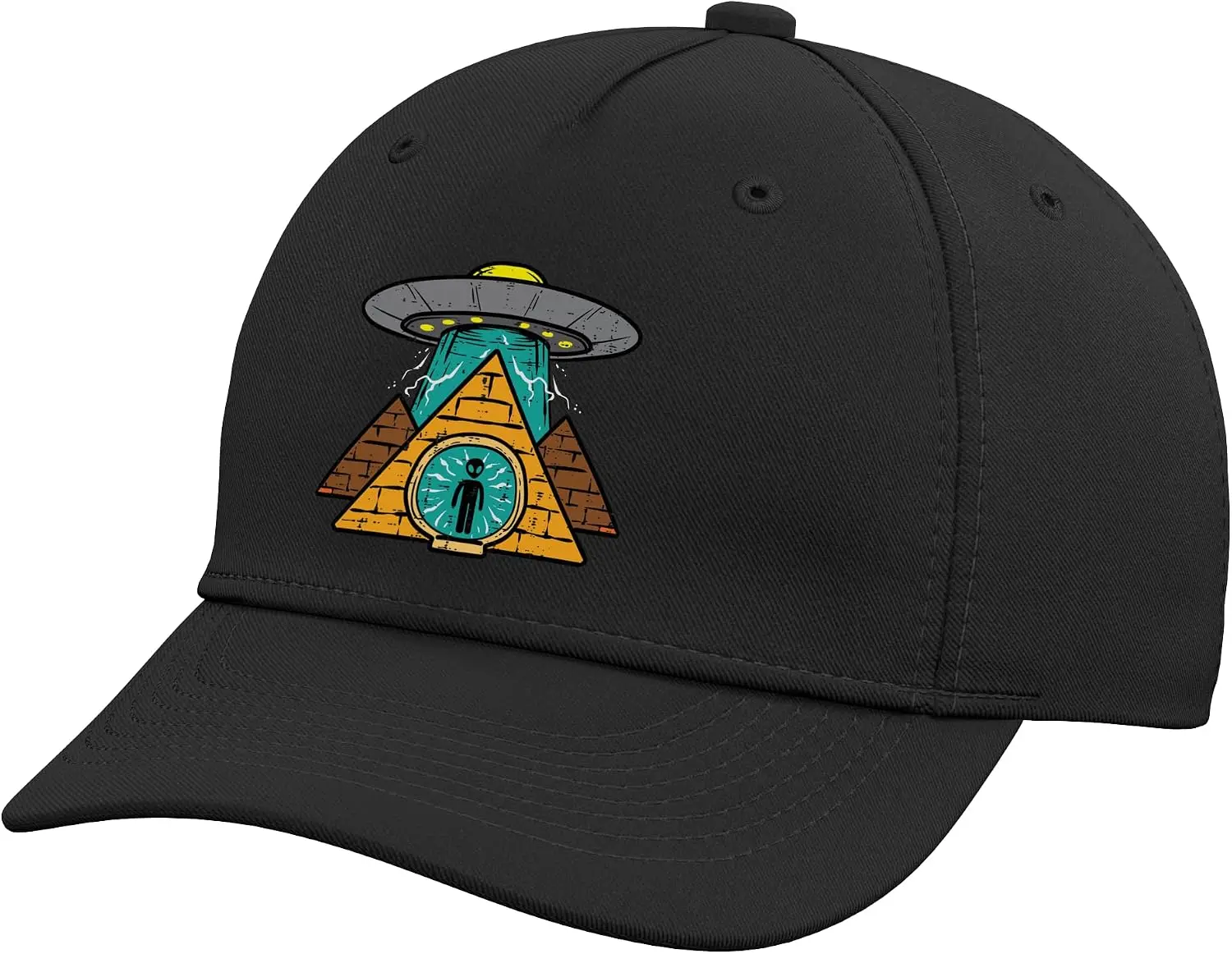 Alien UFO Pyramid Funny Conspiracy Science Men Women Kids Adjustable Baseball Hat 100% Cotton Summer Casual Travel Cap