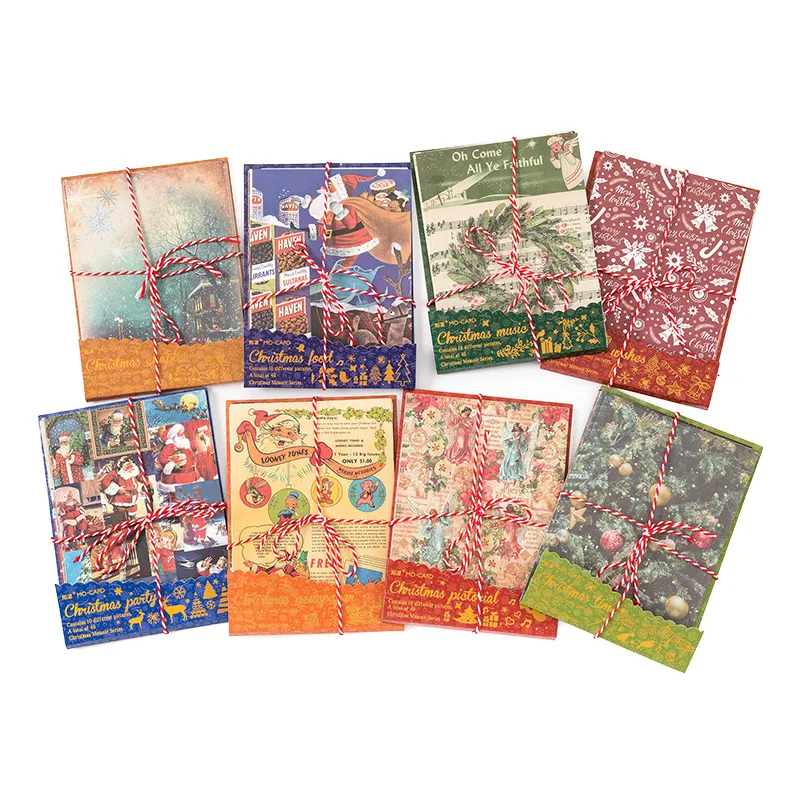 40pcs/lot Memo Pads Material Paper A Christmas Memoir Junk Journal Scrapbooking Cards Retro Background Decoration