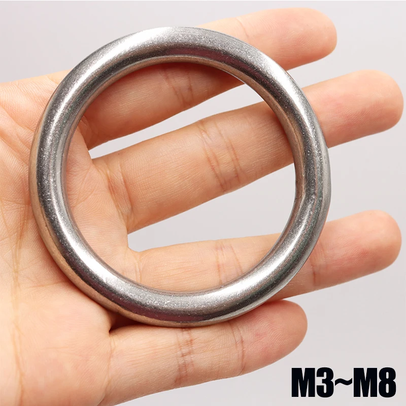 304 Stainless Steel Round Rings Anti Corrosion Rust  Smooth Solid O Ring for Fishing Yoga Hanging Heavy Duty Welded Strong Oring