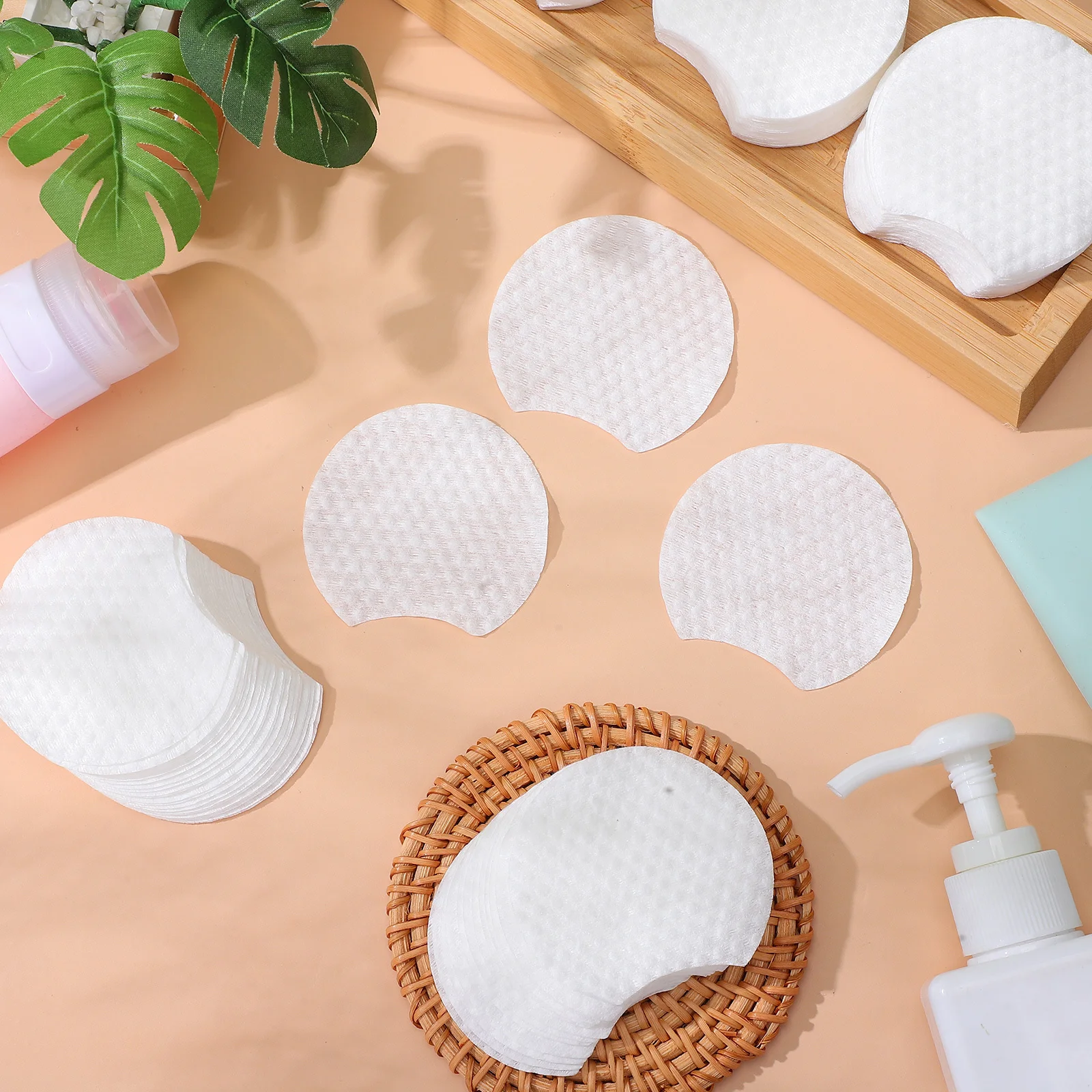 Tampons démaquillants demi-ronds jetables, 600 pièces, doux et lisses, pour le nettoyage et l'exfoliation du visage