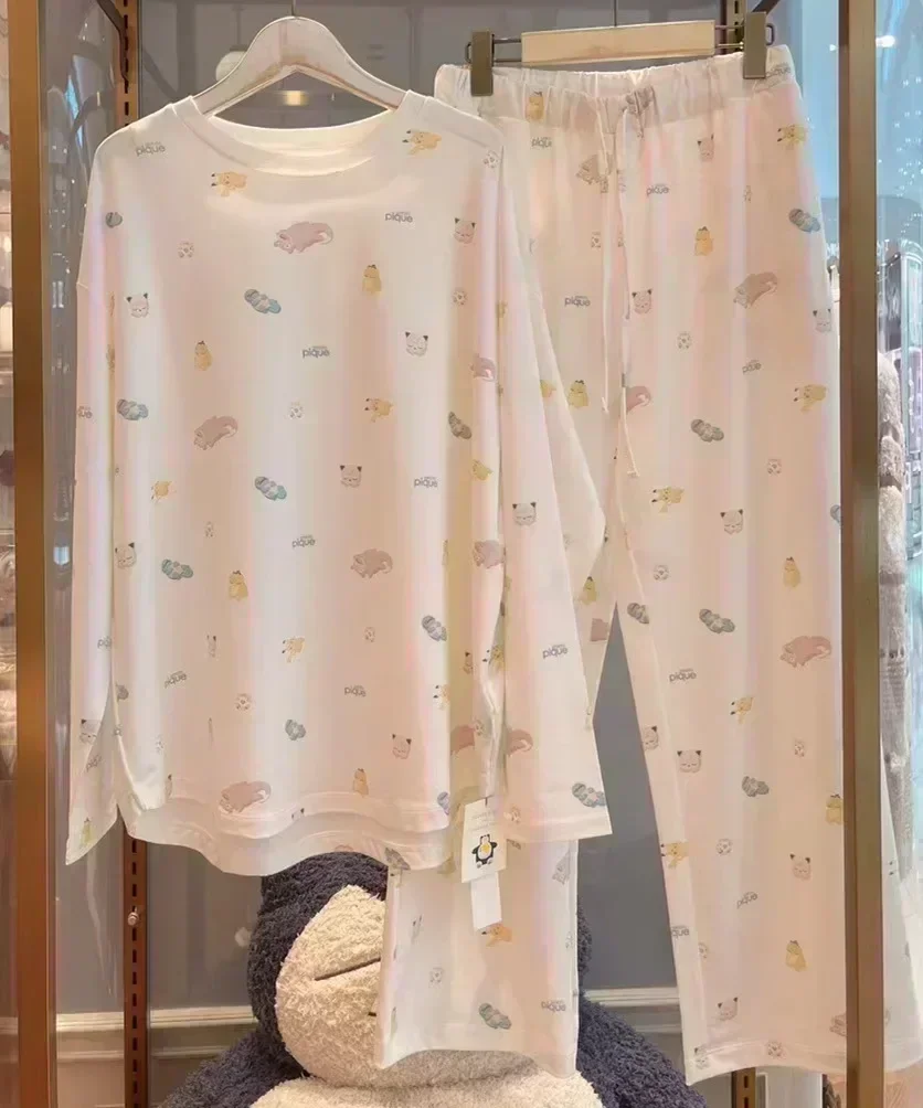 Room Wear Ladies Autumn Women's Pajamas Set Puppy Long Sleeves Trousers 40-65kg Wear （with tags）