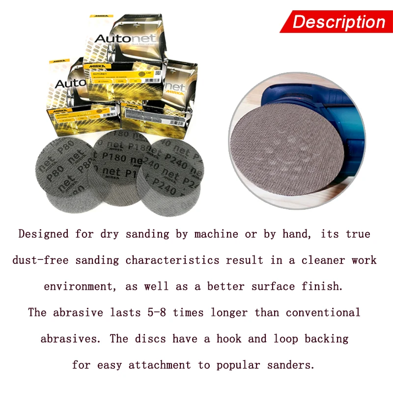 15 Pcs 5 Inch 125mm Mesh Abrasive Dust Free Sanding Discs Anti-blocking Dry Grinding Sandpaper 80 to 320 Grit removal and finish