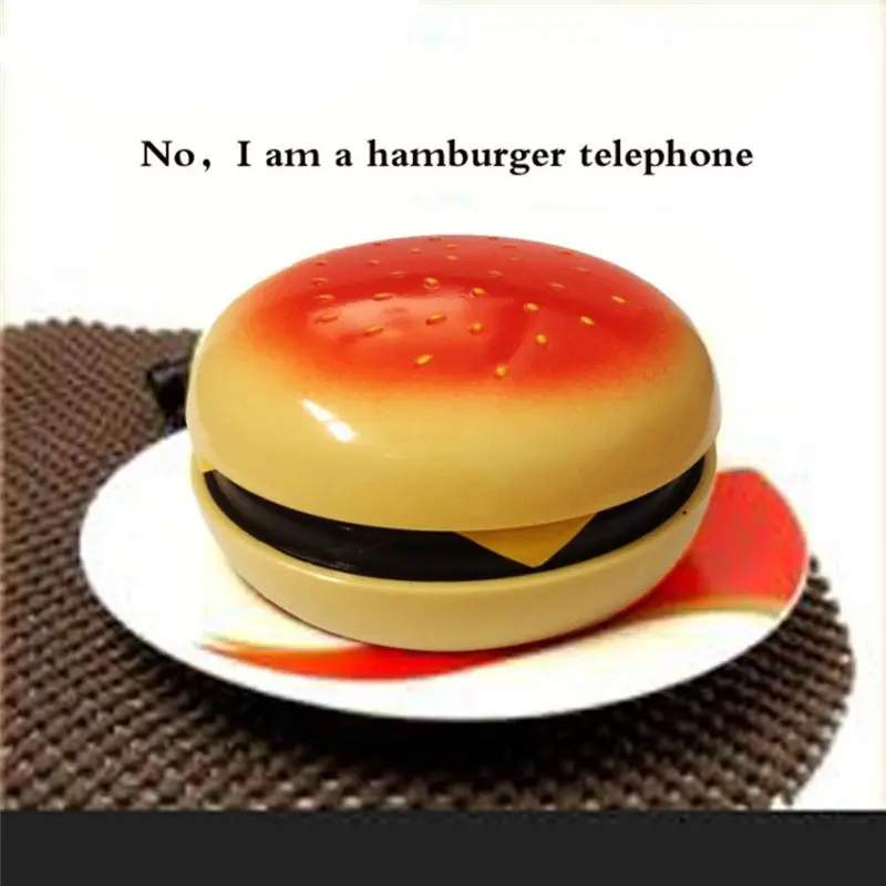 ABIJ-Funny Gadgets Emulational Hamburger Telephone Wire Landline Phone Cheeseburger Phone For Home Office Hotel Decoration