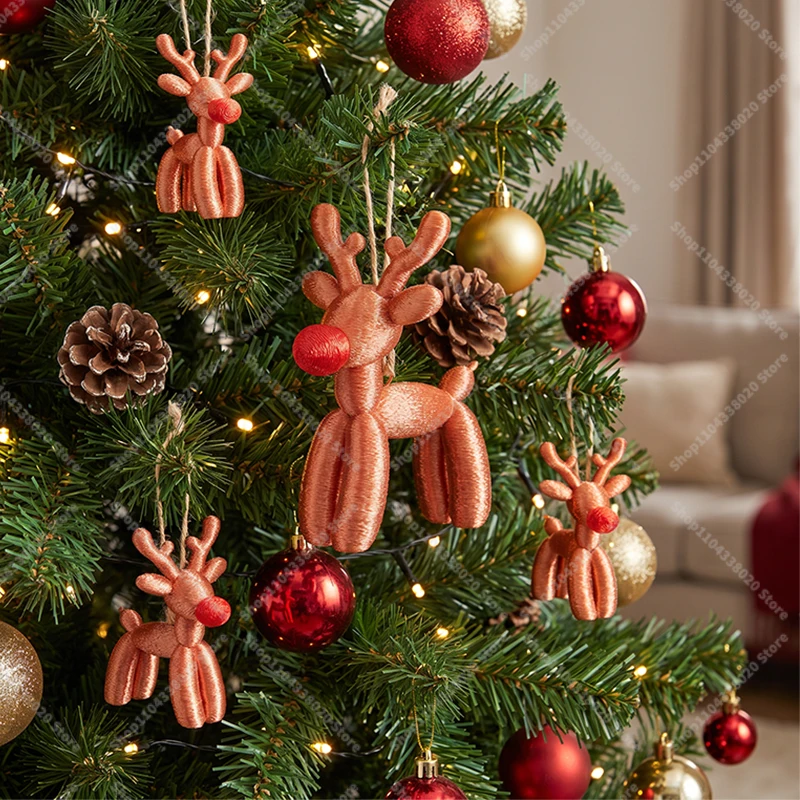 Balloon Reindeer Ornament - S/M Size Red Nose Rudolph, Christmas Tree Hanging & Desk Decor, Cute Gift