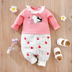 0-18m Newborn Clothing Cute Patchwork Heart Print Comfortable And Soft Spring And Autumn Long Sleeved Baby Jumpsuit