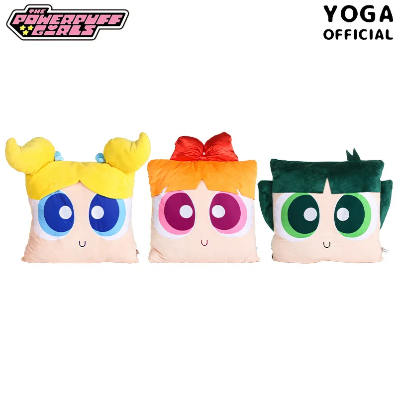 The Powerpuff Girls Square Plush Doll Pillow Cute Girly Cartoon Buttercup Bubbles Doll Cushion Birthday Gift Decorative Toy Gift