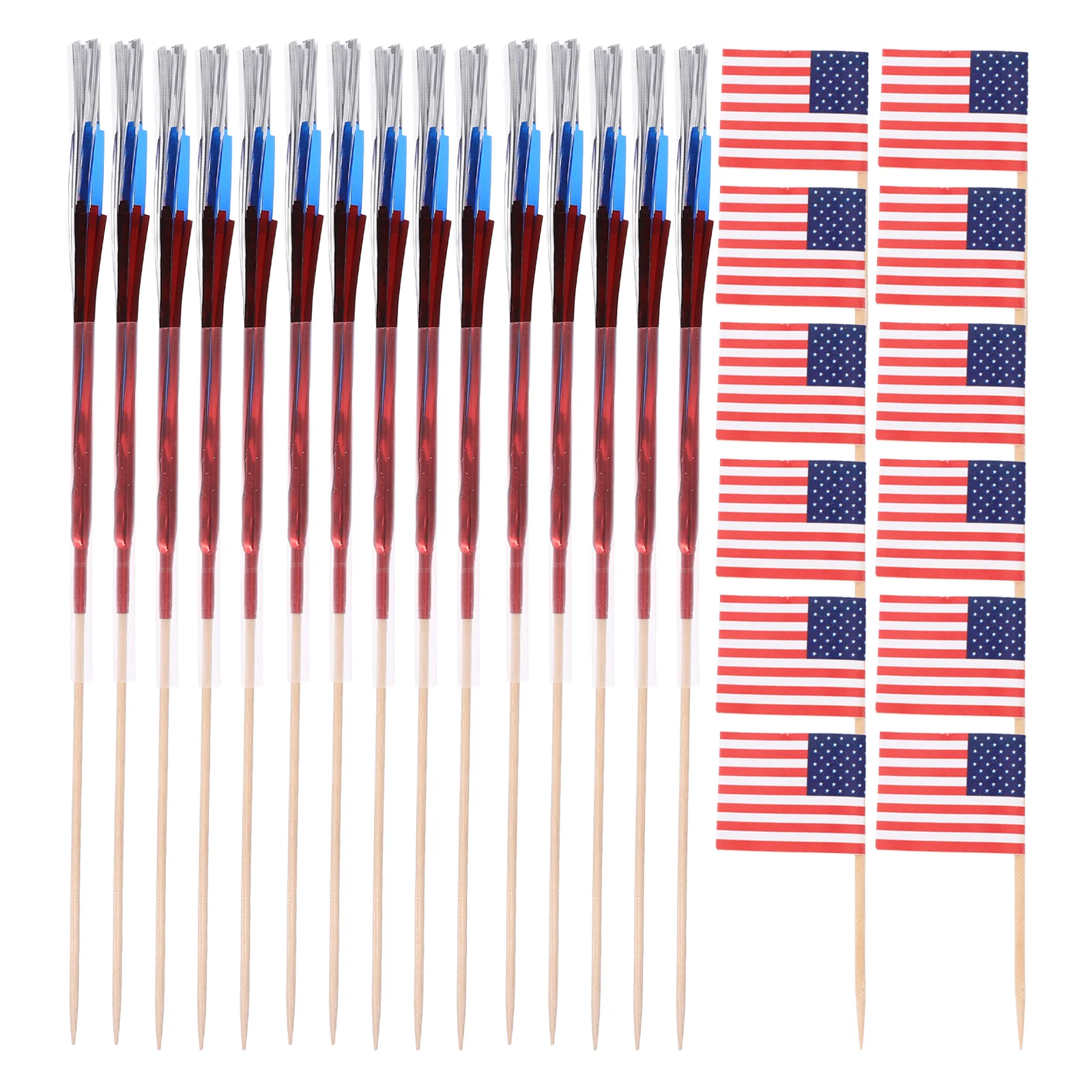 

200Pcs Us Flag Toothpicks Patriotic Wood Cocktail Picks Party Fruit Food Picks Decorative Dessert Toppers for Bars Clubs