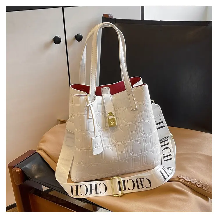 

Trendy Letter Print Tote Bucket Bag, Women's Spacious 3-in-1 Top Handle Crossbody Shoulder Bag, Daily Versatile Purse