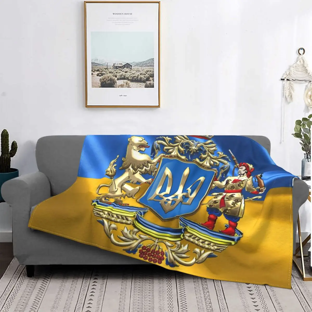 

Ukraine Proposed Greater Coat Of Arms Flag Blanket Soft Fleece Flannel Ukrainian Patriotic Throw Blankets for Bedding Bedspread