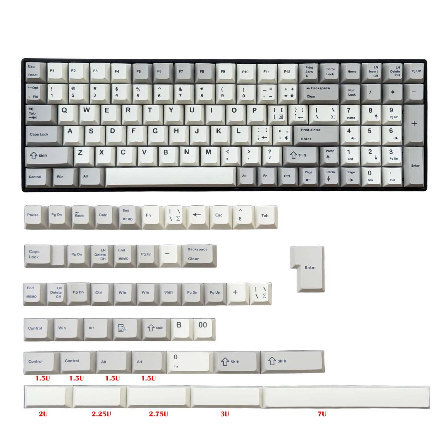 149 Keys Retro Beige Gray PBT Keycap Set, Cherry Profile Dye Sublimation Keycaps with 2U 3U Spacebar 7u Enter for MX Mechanical