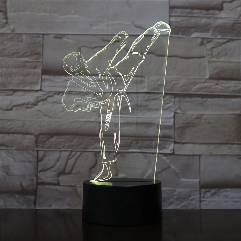 Lampe de table de karaté et de judo, USB, taekwondo, décor d'éclairage de chambre à coucher, veilleuse de couleurs, lumière LED 3D créative, vision dégradée, cadeau d'enfant