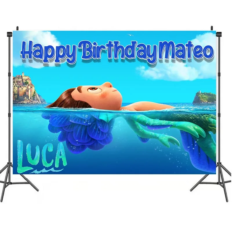 120x80cm Luca Happy Birthday Party Supplies Background Monster Tapestry Baby Shower Banner Table Wall Decoration Home Decor