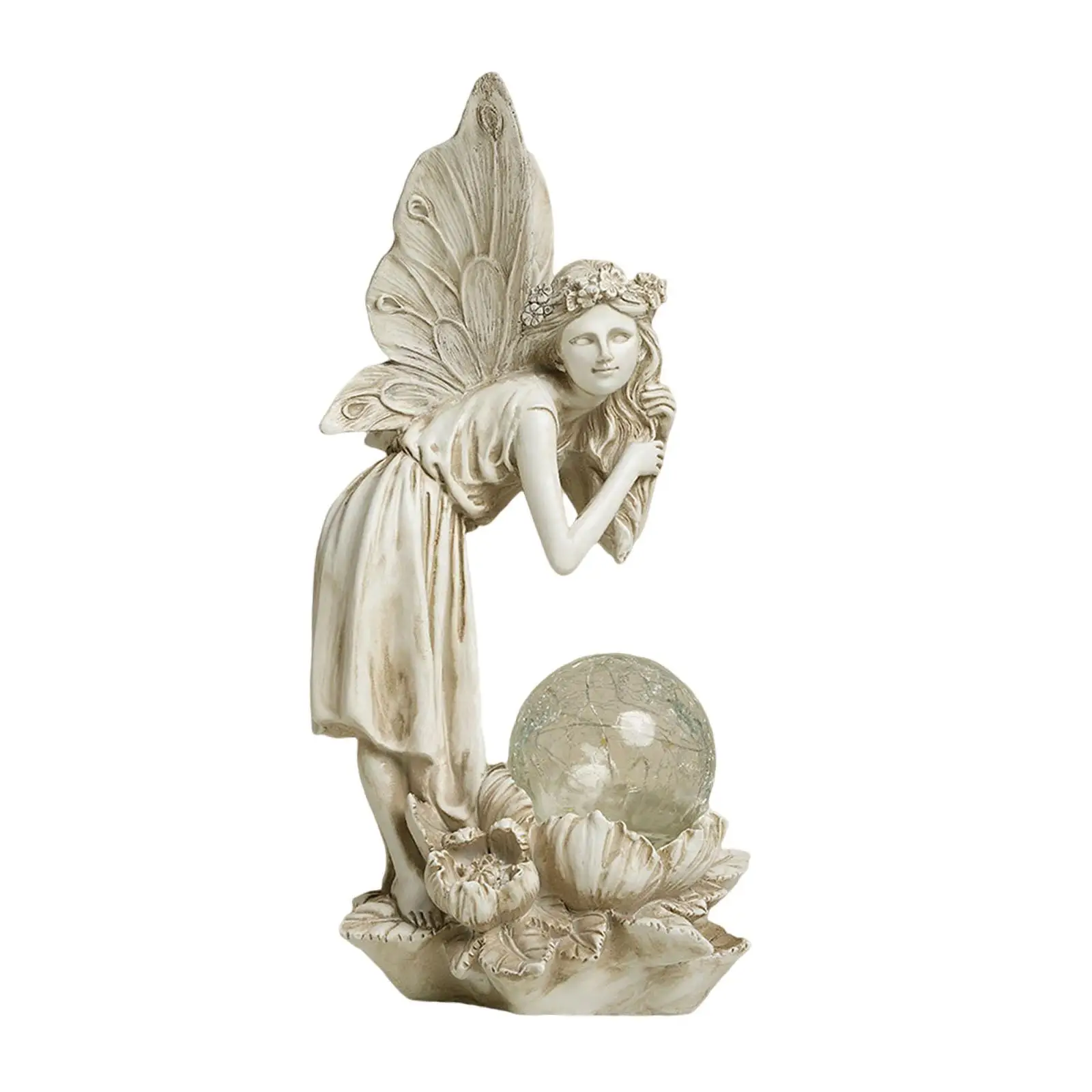 

Садовая скульптура ангела с солнечной подсветкой, декоративная фигурка ангела из смолы, статуэтка ангела-феи для украшения газона, балкона, двора, дома