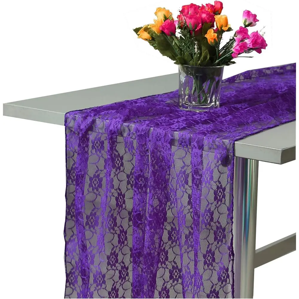 

5 Pack 27x120 Long Sheer Lace Table Runners for Weddings, Banquets, Birthdays, and Engagements - Rustic Boho Style