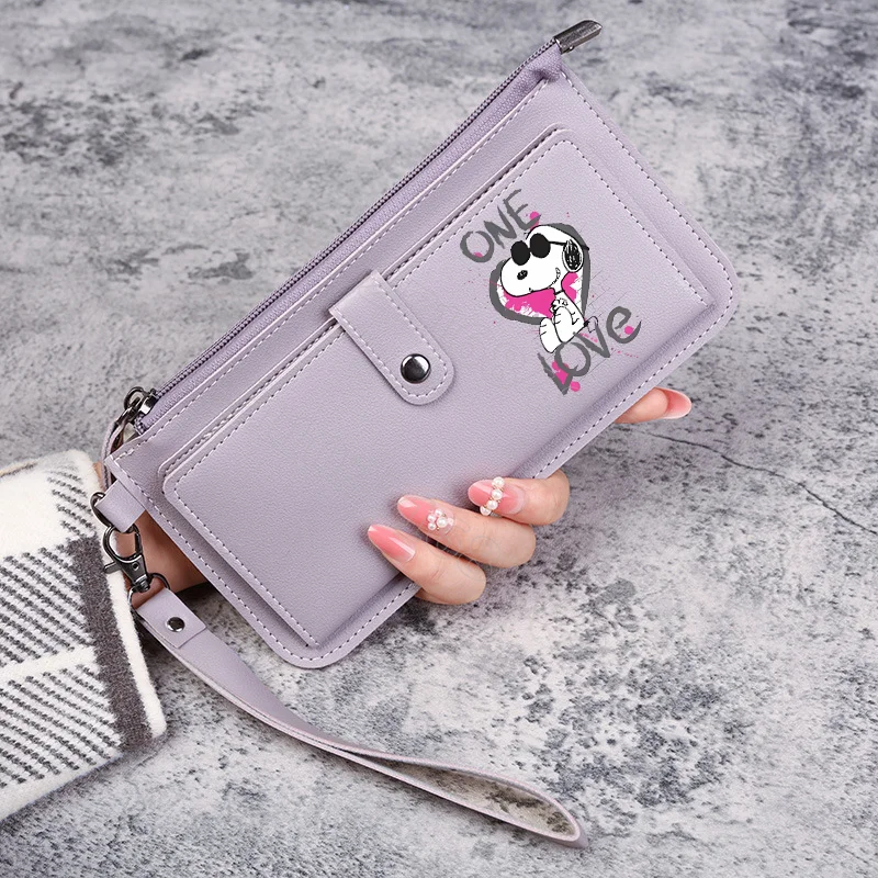 New Snoopy Women Wallets Cute Purses Cartoon Anime Graphic Print Purse Large Capacity Portable Kawaii Wallet Birthday Party Gift