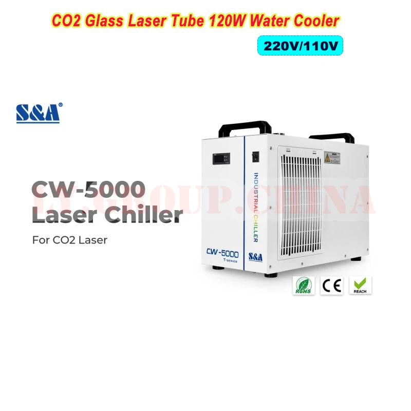 

Water Cooler CW-5000 For CO2 Laser Engraving Machine Thermolysis Industrial Water Cooler 120W Glass Tube CNC Spindle Cooling