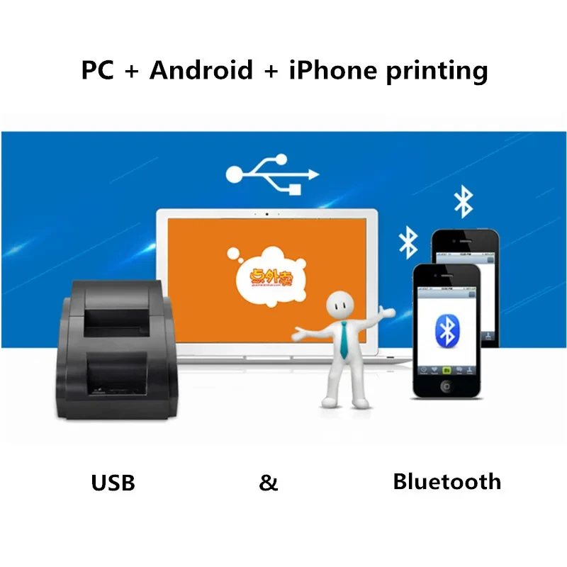 Imagem -03 - Impressora Térmica de Recibos Xp58iih Takeaway Pos Automático de Recebimento de Encomendas Caixa Registadora Bilhete Pequeno Usb Bluetooth 58 mm