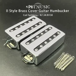 II Style Brass Cover Electric Guitar Pickup Coil Splitting Pickup Humbucker Dual Coil Pickup N7.5K/B15K Output Black/Chrome