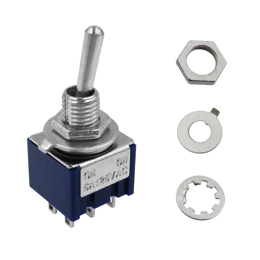 100pcs MTS-102 MTS-103 6-Pin DPDT ON-ON Toggle Switch 6A 125VAC  MTS-202 ON-OFF-ON MTS-203