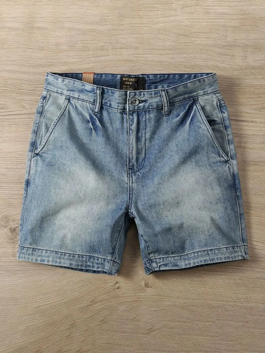 

Men's Summer Casual Retro Tee-quarter Length Jeans orts Trendy Slim-fit Breathable Polyester Cotton Blend Comfortable orts