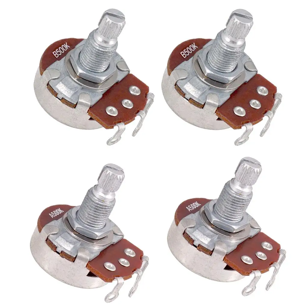 Long Split Shaft 500K Guitar Potentiometer Pot, A500K &